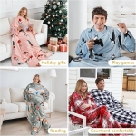 Huggle Ολόσωμη Κουβέρτα Βελουτέ Fleece με Μανίκια και Κάλυψη Ποδιών - Μπλε - Image 7