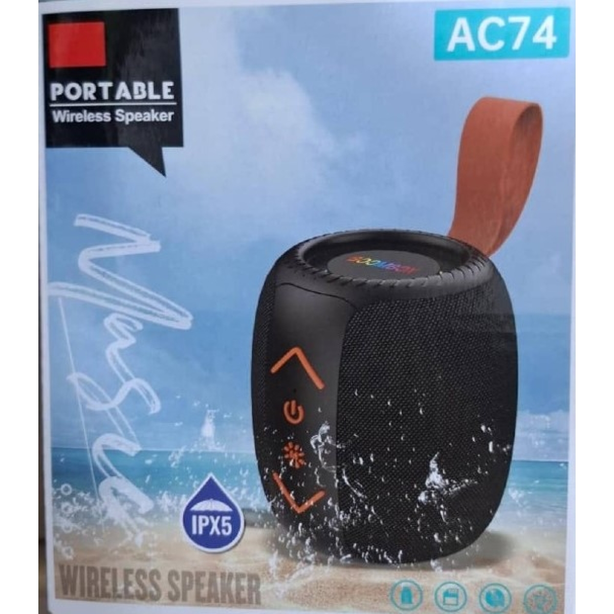 Ηχείο Bluetooth Αδιάβροχο IPX5 Με LED Φωτισμό Και Δερμάτινη Λαβή AC74 - Image 3