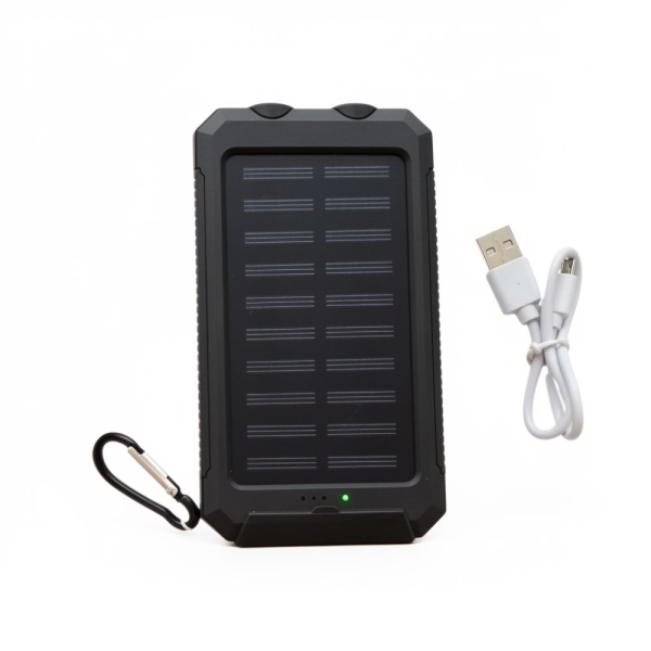 Ηλιακό Power Bank 10000mAh με 2 Θύρες USB-A & Φακό LED Black