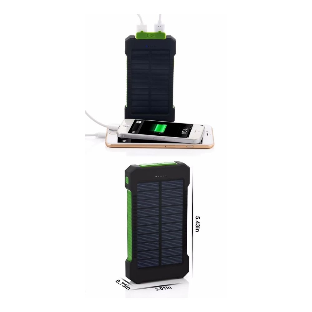 Ηλιακό Power Bank 10000mAh με 2 Θύρες USB-A & Φακό LED Black