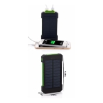 Ηλιακό Power Bank 10000mAh με 2 Θύρες USB-A & Φακό LED Black