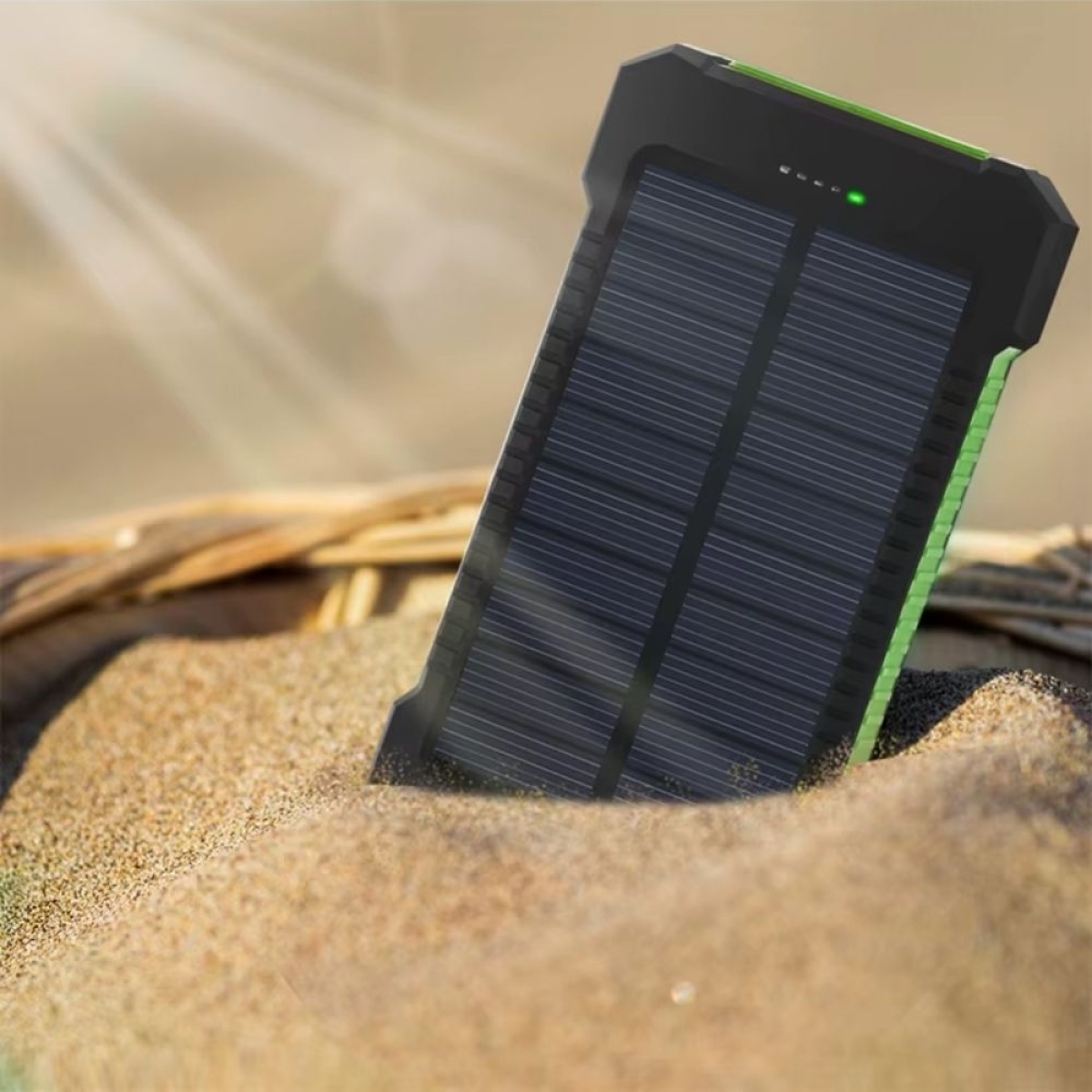 Ηλιακό Power Bank 10000mAh με 2 Θύρες USB-A & Φακό LED Black