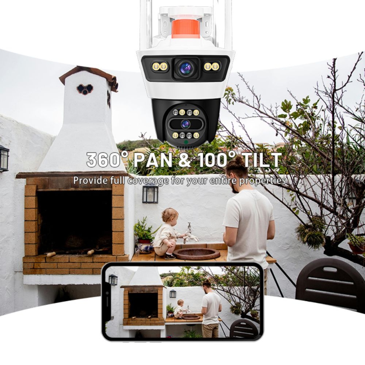 IP Κάμερα Παρακολούθησης Wi-Fi 4MP Αδιάβροχη IP66 PTZ με Νυχτερινή Όραση και Διπλό φακό