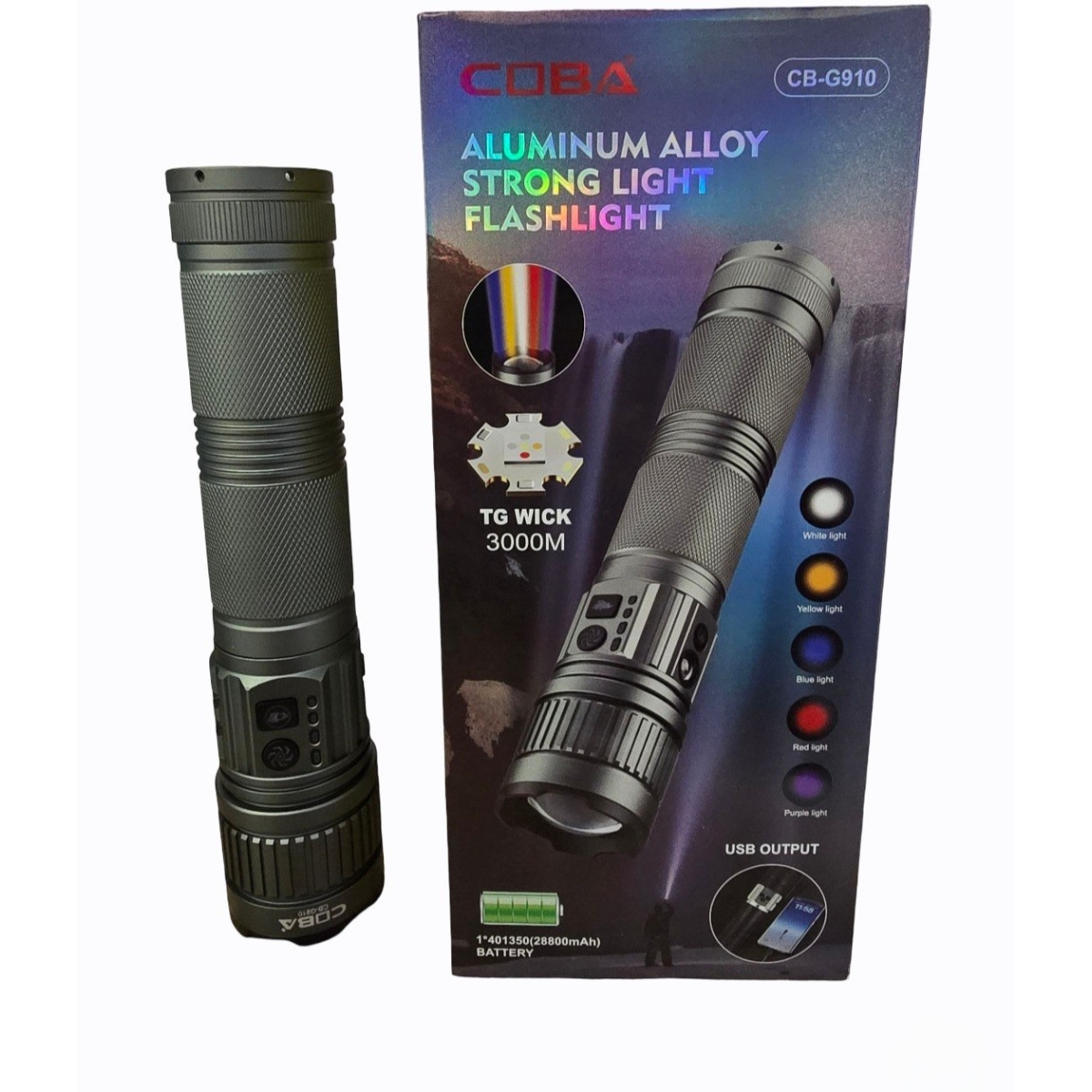 Ισχυρός LED Φακός Αλουμινίου 3000m COBA CB-G910 - Image 5
