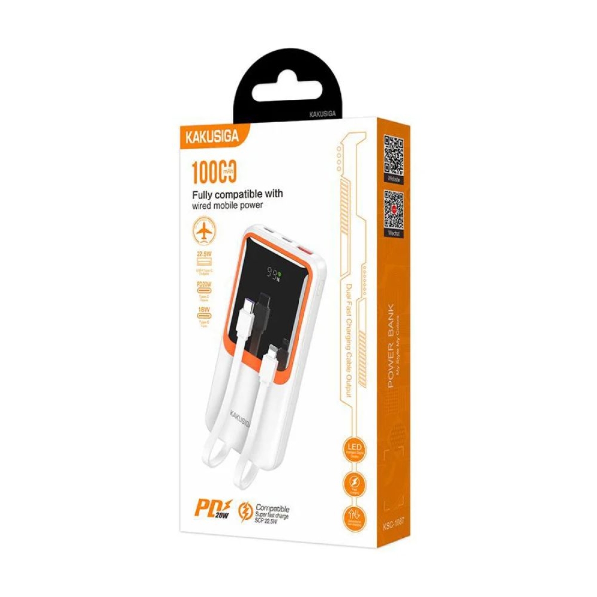 KAKUSIGA KSC-1087 Power Bank 10000 mAh PD,QC,FCP,AFC 22.5W με Οθόνη LED