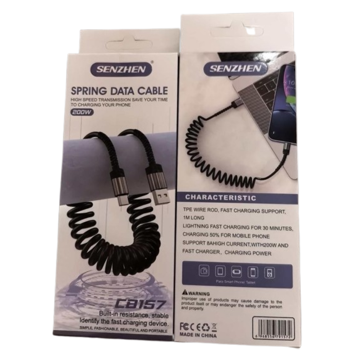 Καλώδιο Φόρτισης Σπιράλ USB-Α σε Lightning 200W 1m Senzhen CΒ157