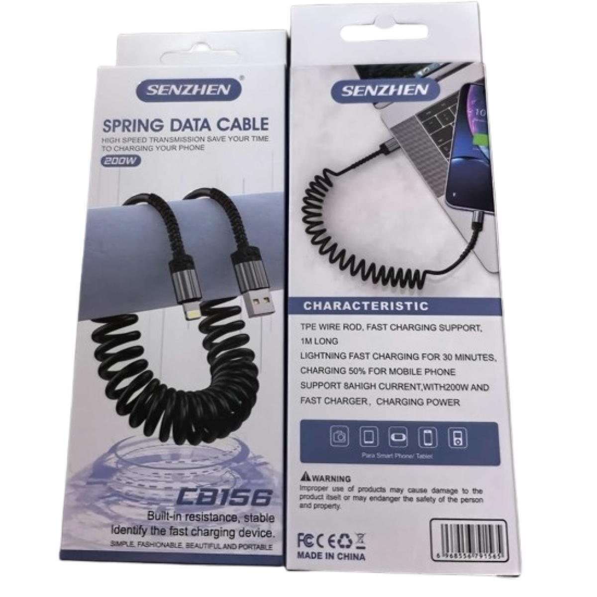 Καλώδιο Φόρτισης Σπιράλ USB-Α σε Lightning 200W 1m Senzhen CΒ156