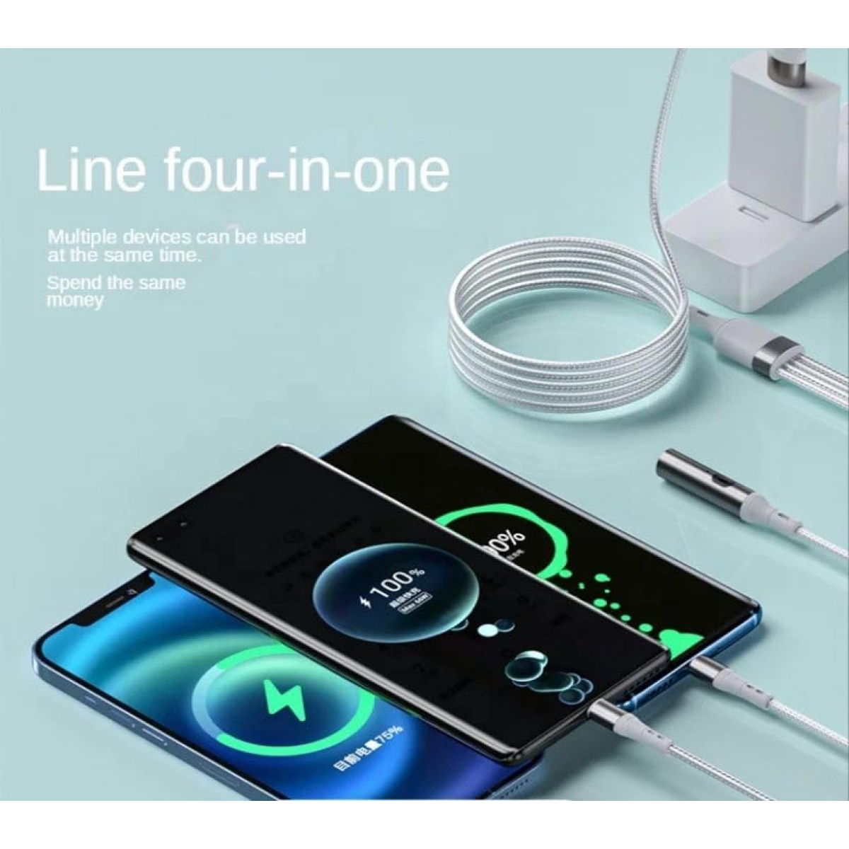 Καλώδιο Γρήγορης Φόρτισης 4 Σε 1 Με Αναπτήρα KT050 - Image 3