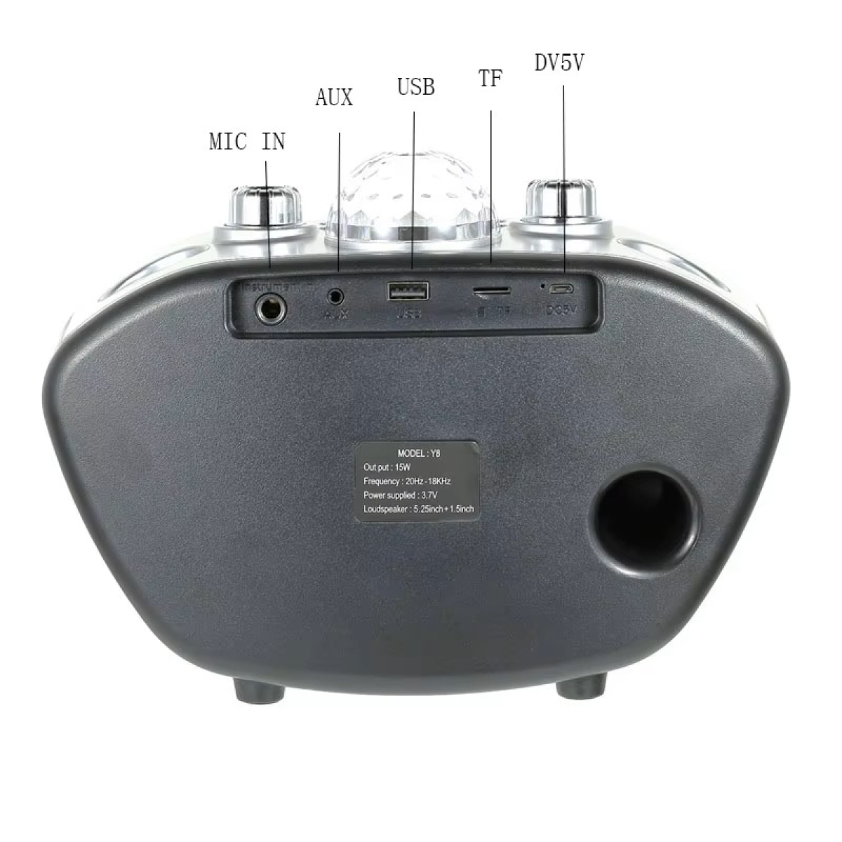 Aσύρματο Φορητό Ηχείο Karaoke Bluetooth 15W Με 2 Ασύρματα Μικρόφωνα & TF Κάρτα Y-8 - Image 3