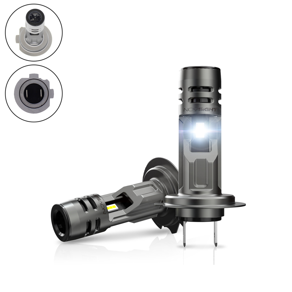 Λάμπες LED H7 12V 60W 12000LM 6500K IP68 Novsight A500 N58 - Image 2