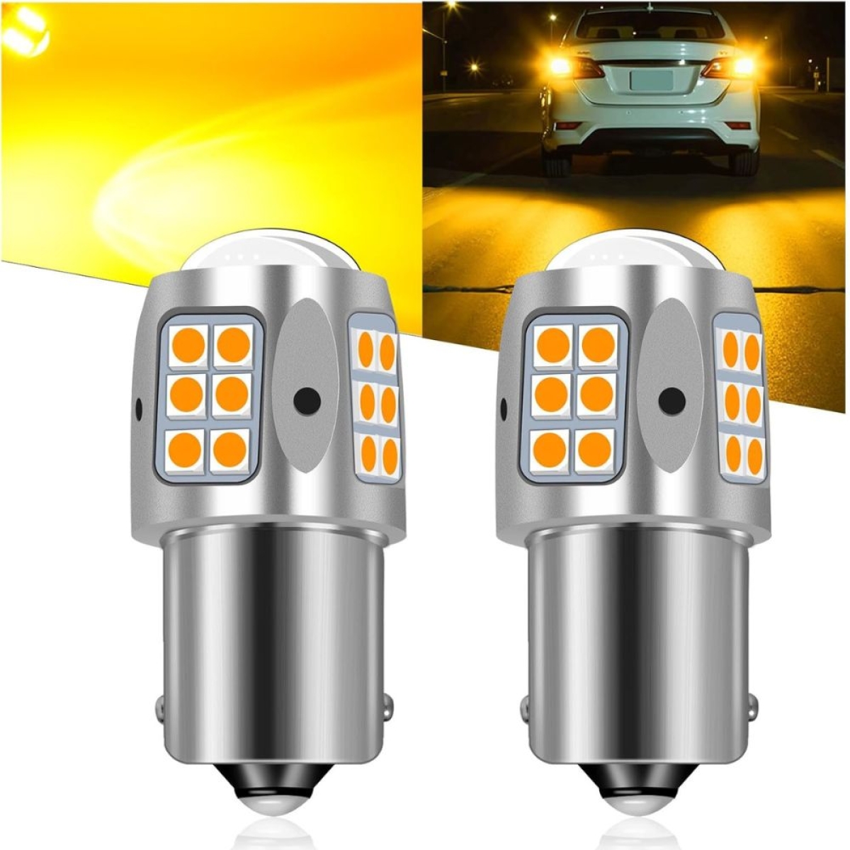 Λαμπτήρας LED 1156 BA15S Switchback 30×SMD 3030 Λευκό / Πορτοκαλί 12V – 2 τμχ.