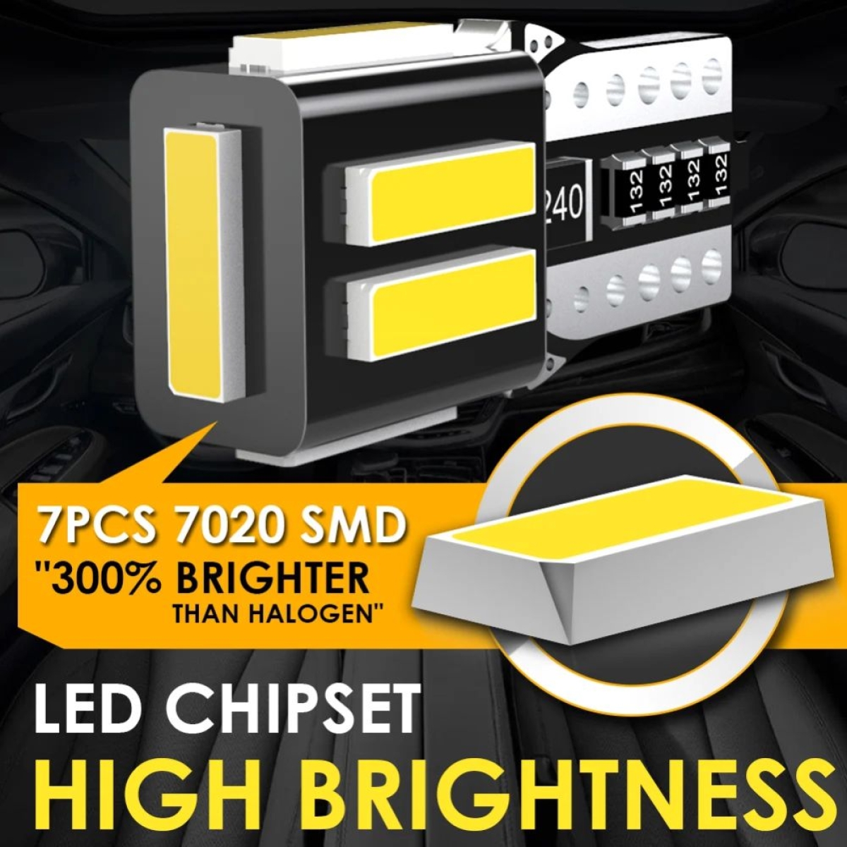 LED Λάμπα T10 7×SMD 7020 Λευκό Φως 6000K