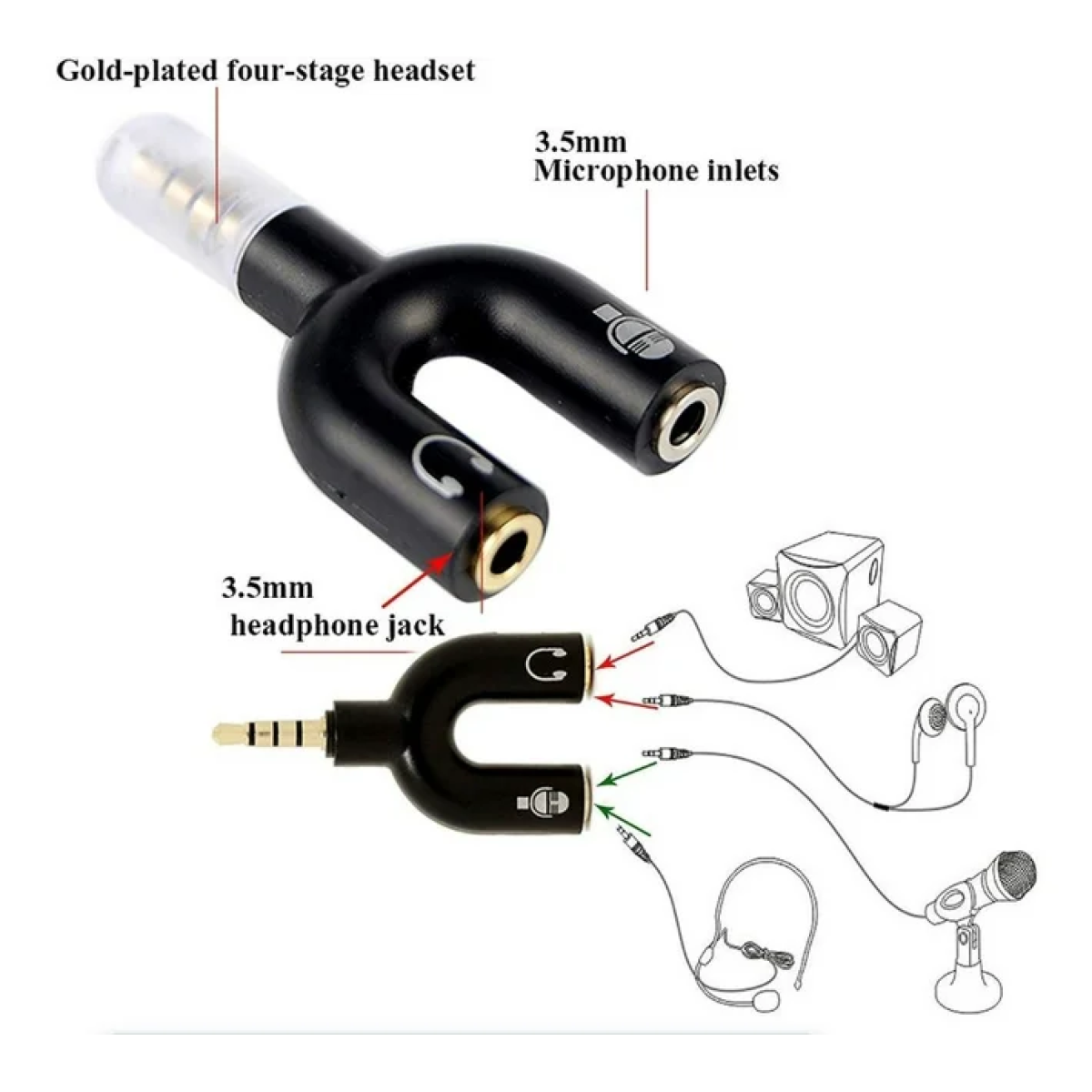 Μετατροπέας 3.5mm σε 2×3.5mm Audio jack Andowl Q-JC143 - Image 4