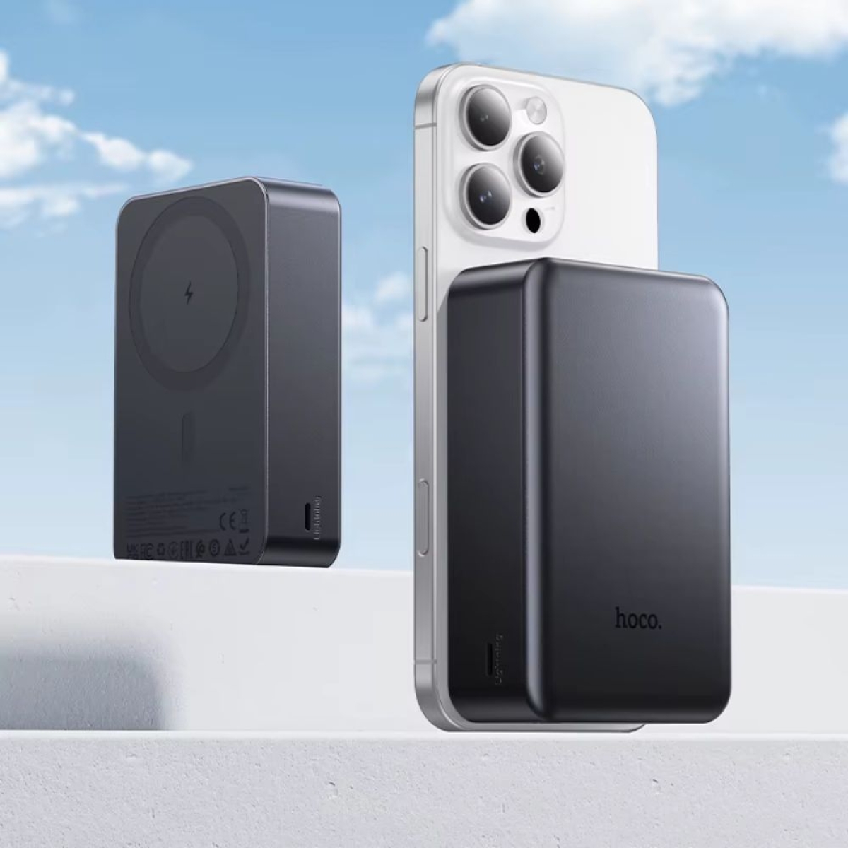 Power Bank Hoco J160B 20000mAh PD20W QC3.0 1xUSB-C με Ασύρματη Φόρτιση 15W και LED Ένδειξη Μπαταρίας Μαύρο