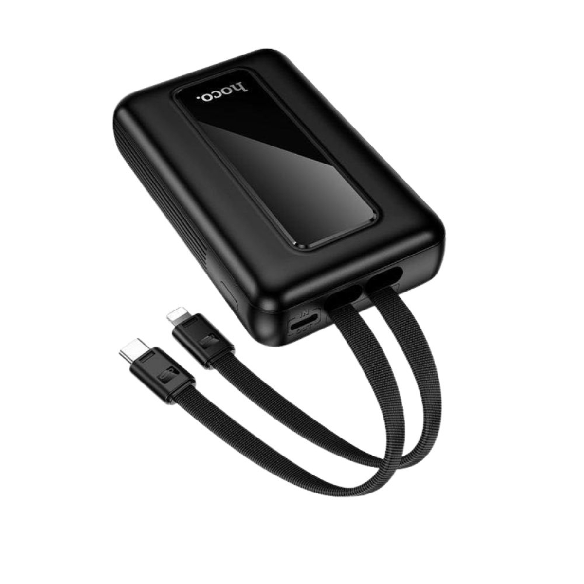 Power Bank Hoco J162 10.000mAh 22.5W PD με USB-A & USB-C, Ενσωματωμένα Καλώδια Lightning/USB-C & LED Οθόνη, Μαύρο