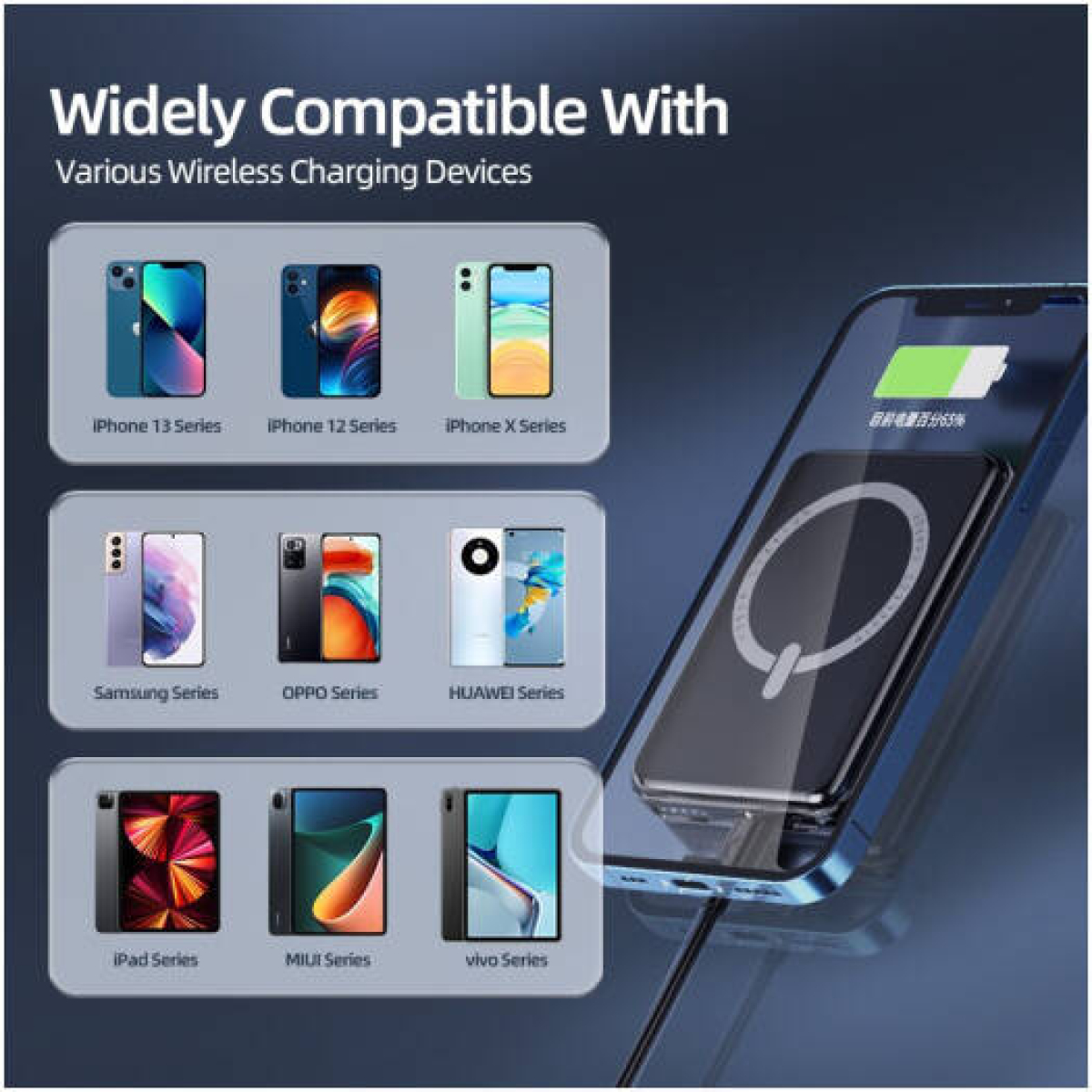 Power Bank Με Ασύρματη Μαγνητική Φόρτιση 15W & Οθόνη LED 5000mAh Awei P118K - Image 5
