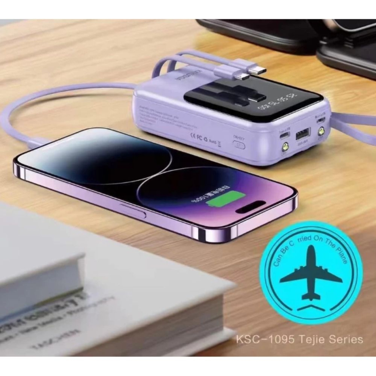 Powerbank 10000 mAh με 4 Ενσωματωμένα Καλώδια Φόρτισης & LED Ένδειξη Kakusiga KSC-1095