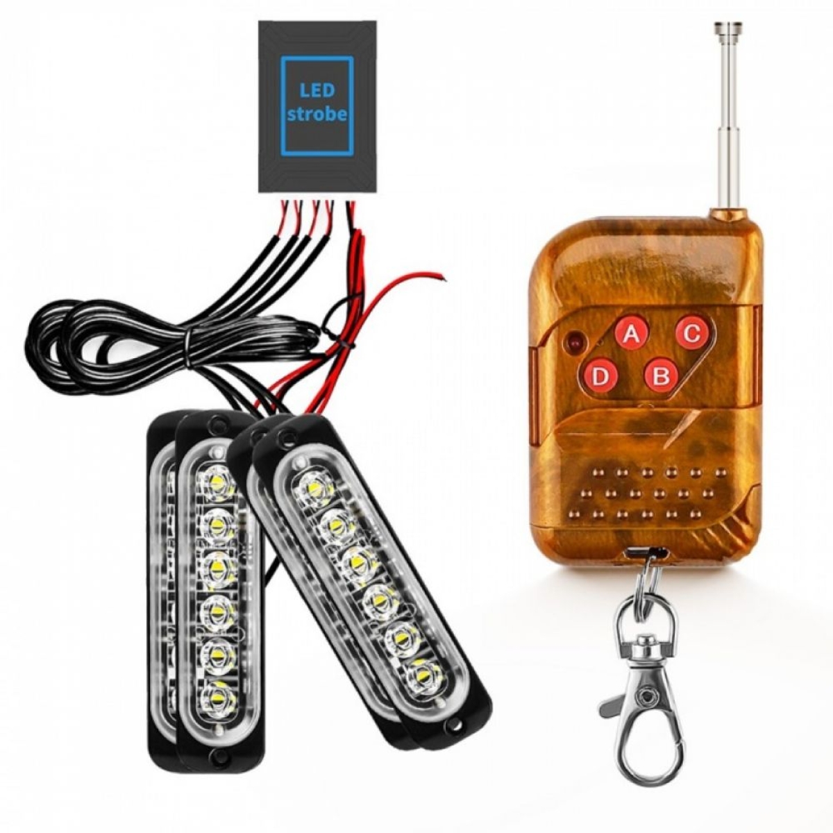 Προειδοποιητικά Φώτα LED 12–24V με Ασύρματο Χειριστήριο 4 τμχ