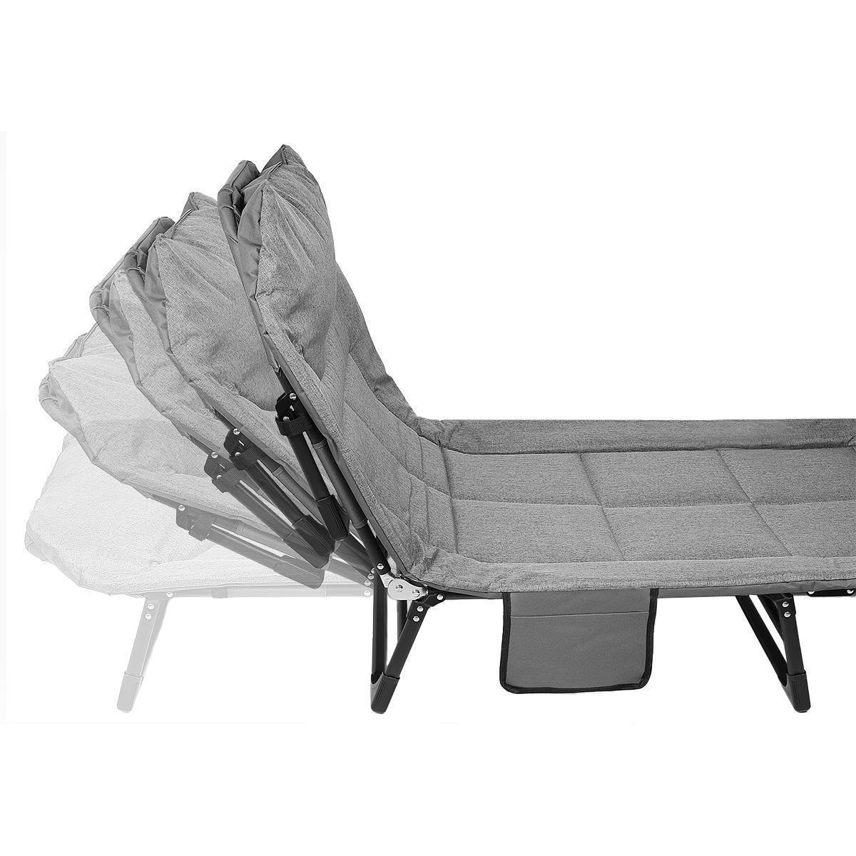 Πτυσσόμενο Ράντζο Camping Μονό 200×65cm Χωρίς Στρώμα Με Ρυθμιζόμενη Πλάτη Γκρι - Image 5