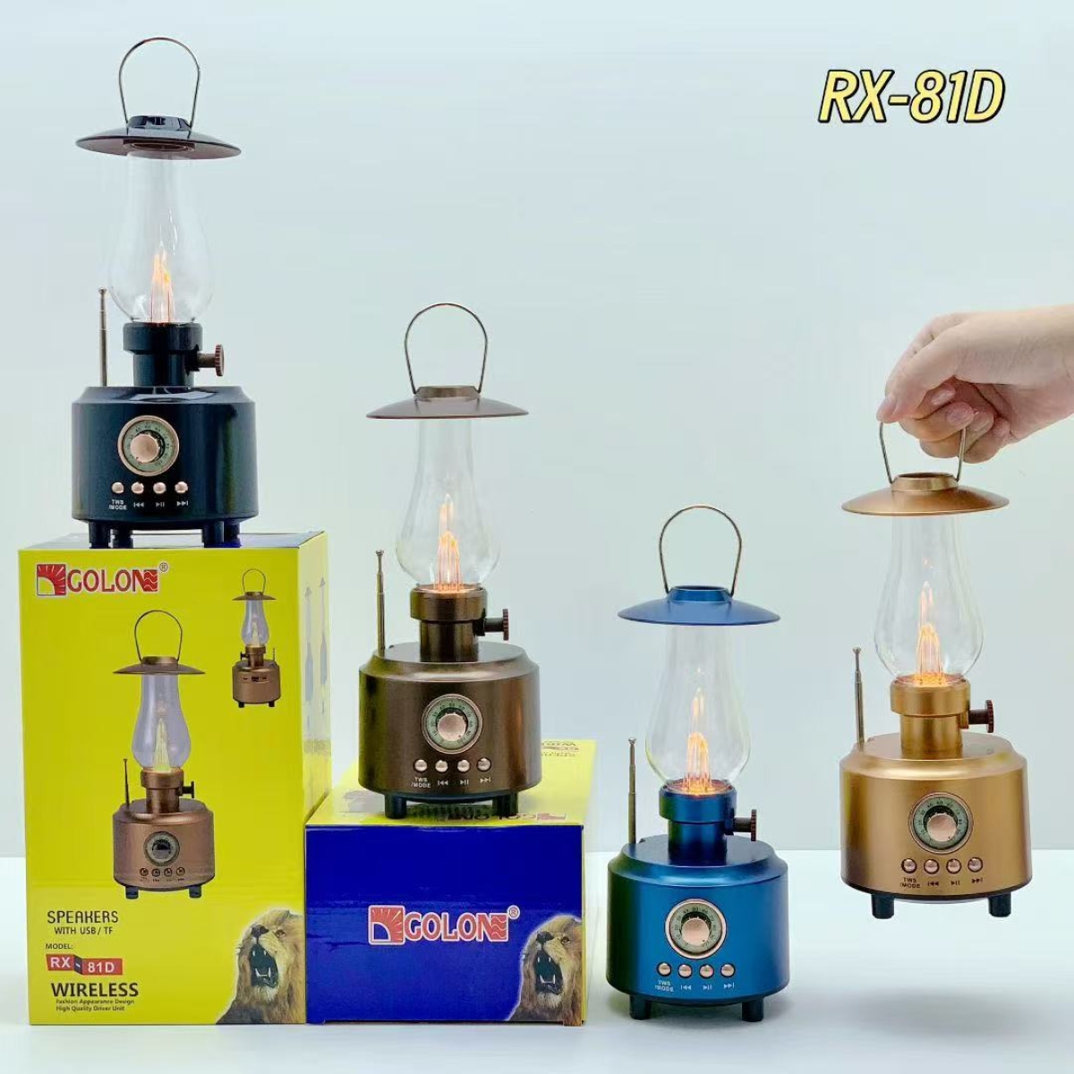 Ρετρό Ασύρματο Ηχείο Bluetooth 10W με Φωτισμό σε στυλ Λάμπας Κηροζίνης RX-81D - Image 2