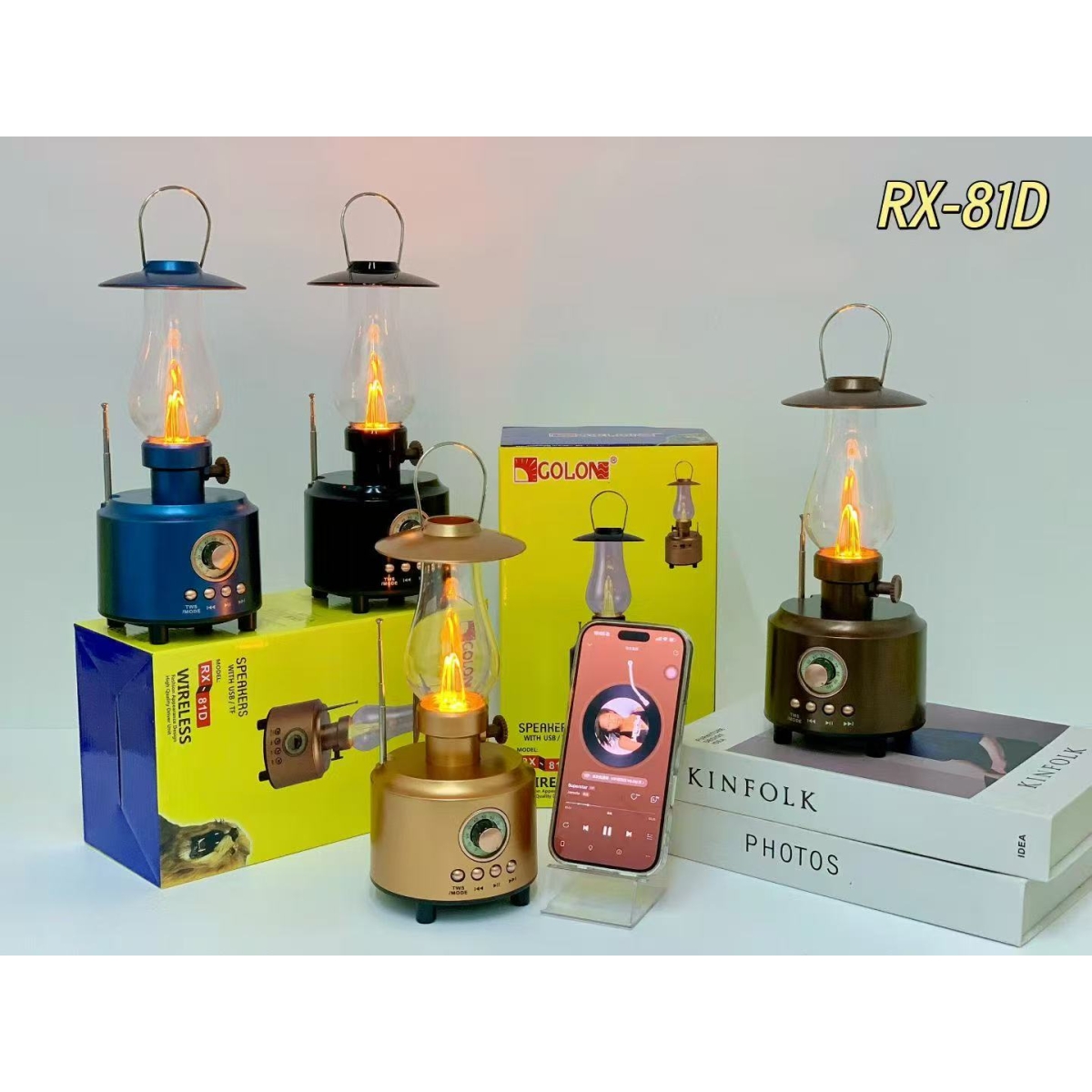 Ρετρό Ασύρματο Ηχείο Bluetooth 10W με Φωτισμό σε στυλ Λάμπας Κηροζίνης RX-81D - Image 3