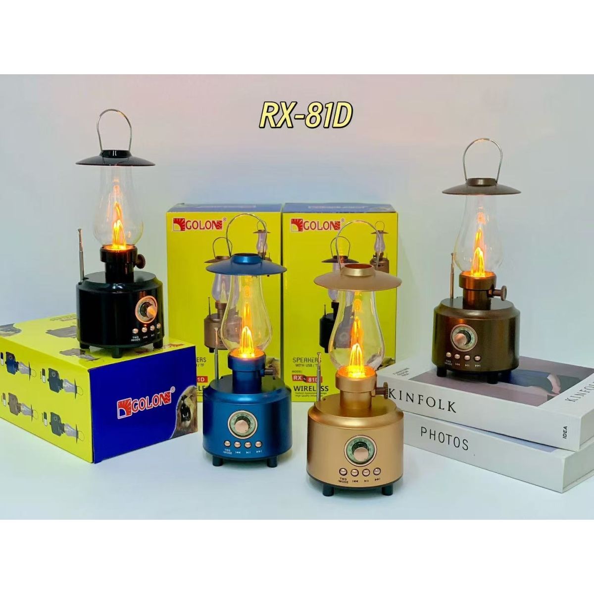Ρετρό Ασύρματο Ηχείο Bluetooth 10W με Φωτισμό σε στυλ Λάμπας Κηροζίνης RX-81D - Image 4