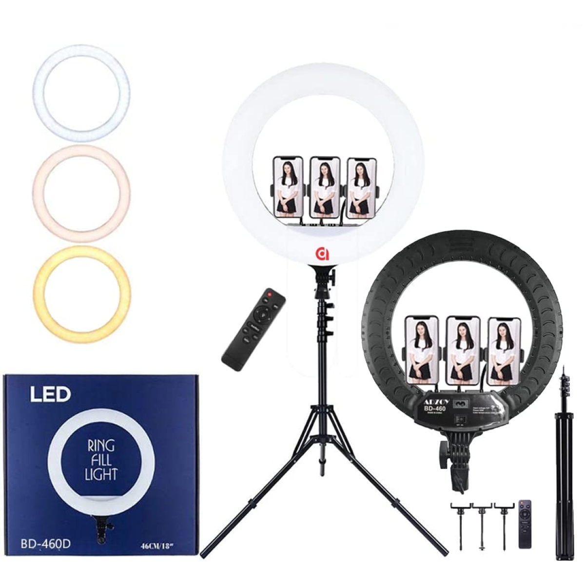 Ring Light 46cm Με Tρίποδο, Τηλεχειριστήριο & Ρυθμιζόμενη Θερμοκρασία Χρώματος BD-460D - Image 6