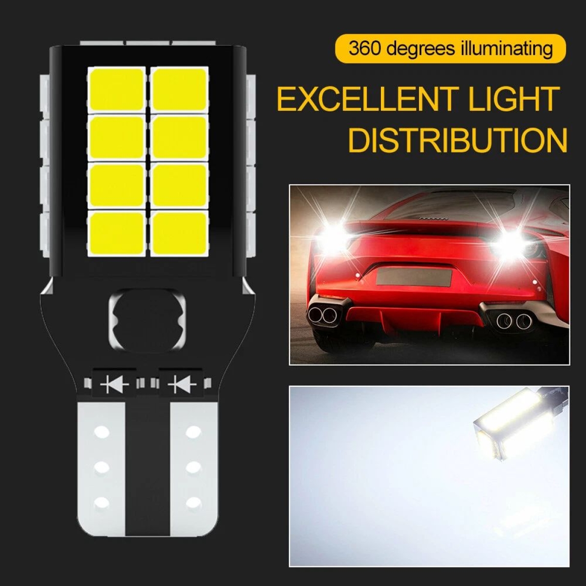 T15 Λάμπες LED 2835-27 SMD 12-24V 2τμχ Ψυχρό Φως