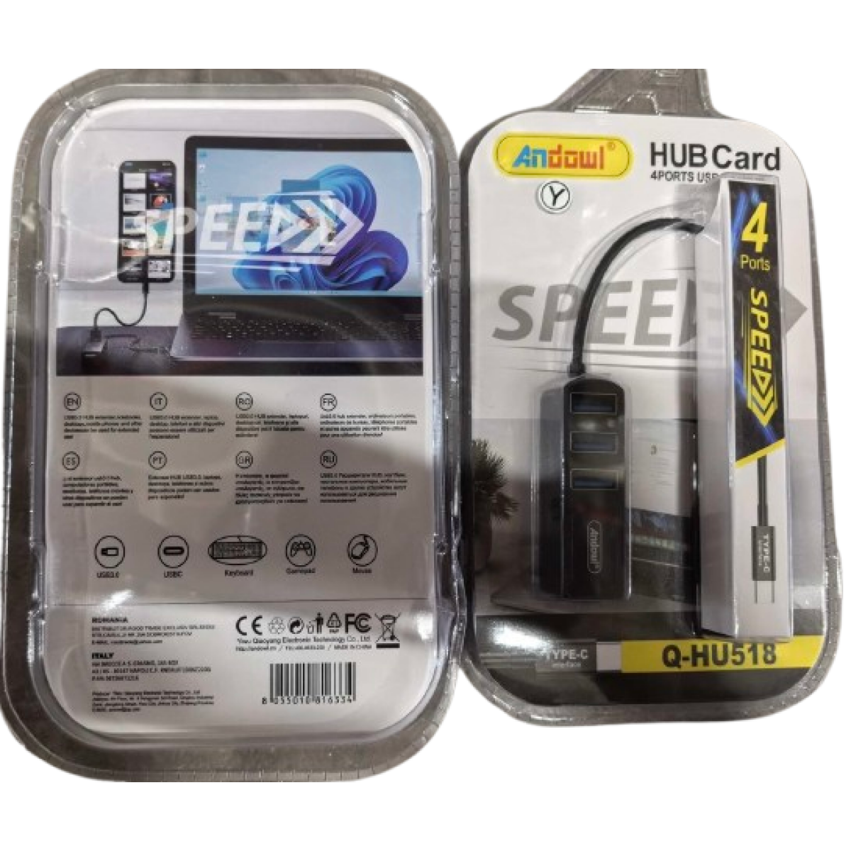 USB Hub 4 Θυρών Type-C Andowl Q-HU518