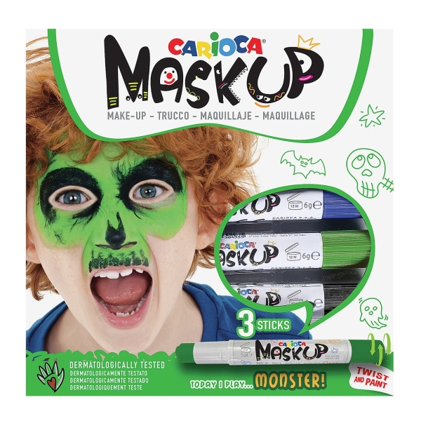 Βαφές Προσώπου 3τεμ Carioca Maskup (Μπλε-Πράσινο Μαύρο) Carioca 43051