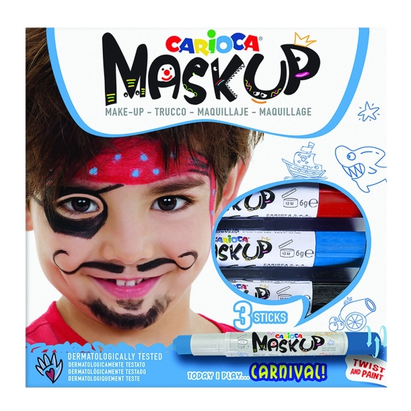 Βαφές Προσώπου 3τεμ Carioca Maskup (Κόκκινο-Μπλε-Μαύρο) Carioca 43050
