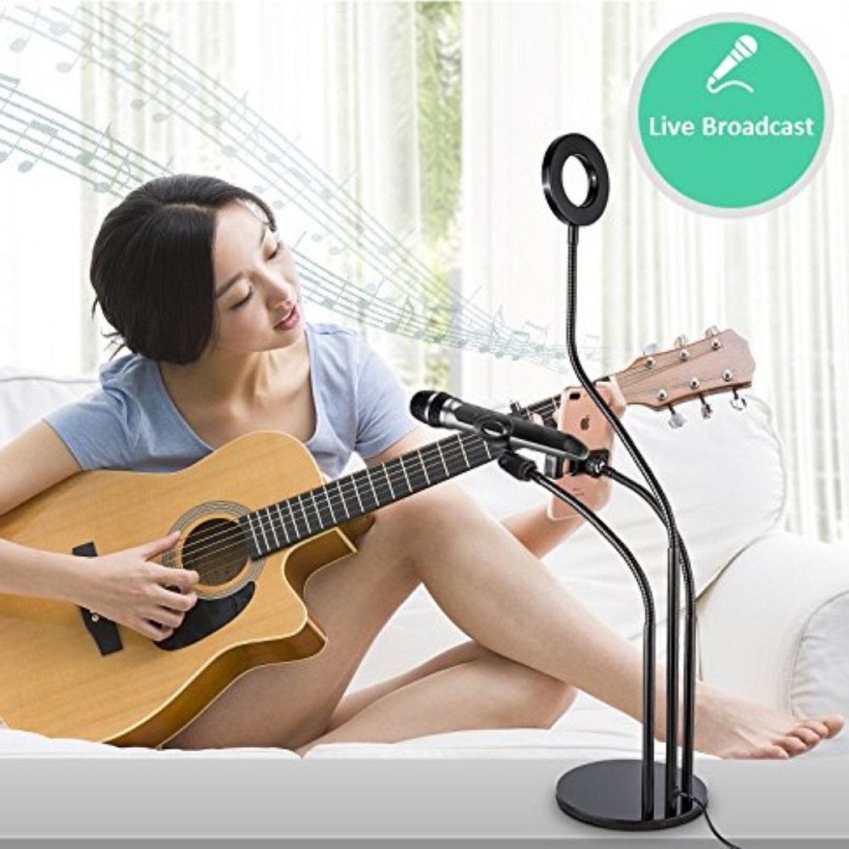 Βάση Live Streaming Ring Light 9cm με Βάση Κινητού & Μικρόφωνου