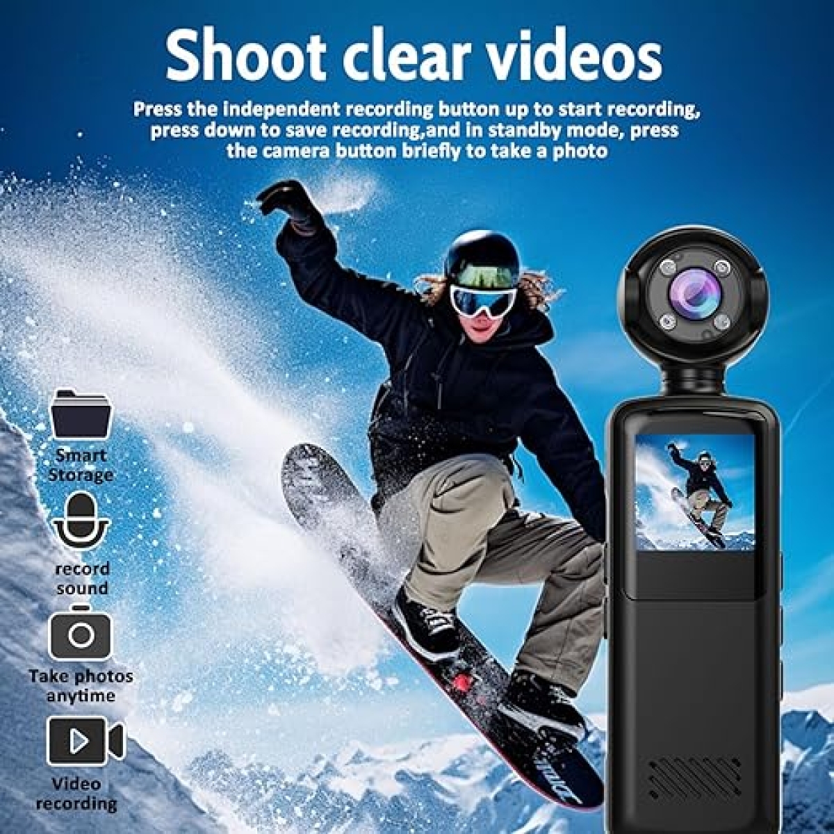 WiFi Φορητή Κάμερα Δράσης 1080P Με Κλιπ, Οθόνη 1.5” Και Νυχτερινή Όραση V6 - Image 8