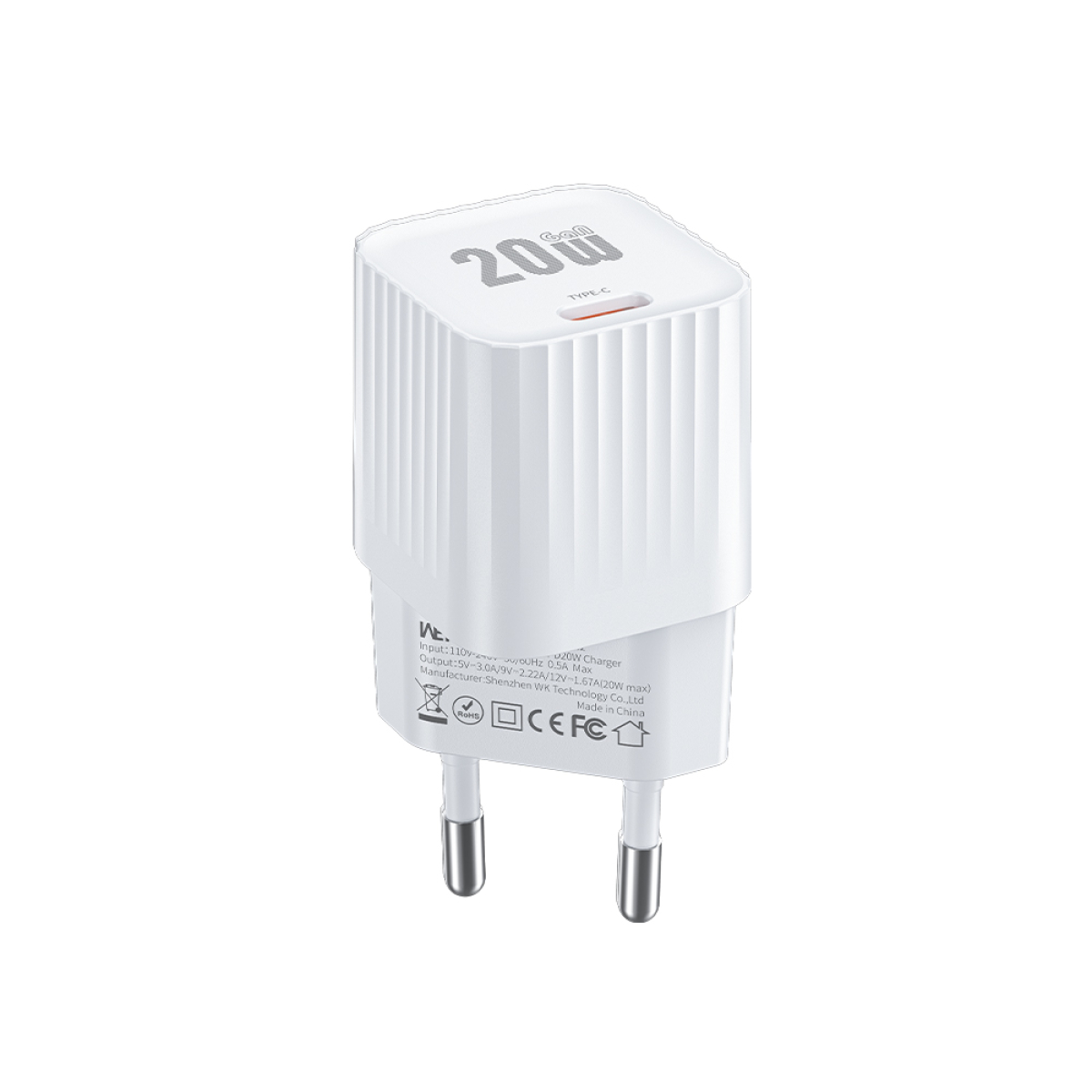 Φορτιστής Σπιτιού GaN PD 20W WK WP-U12 1 Θέσης Λευκό - Image 2