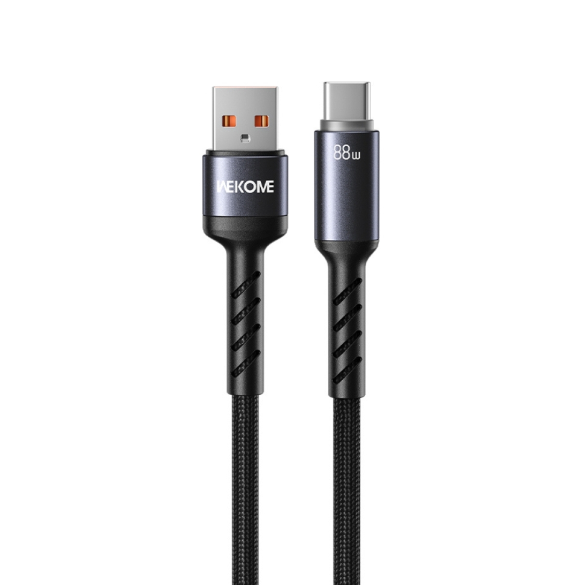 Καλώδιο Φόρτισης με LED WK WDC-C13a USB σε USB-C PD 88W 1.2m Μαύρο - Image 2