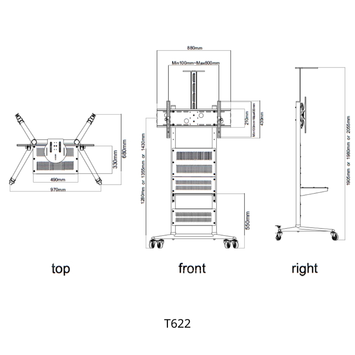 Βάση Τηλεόρασης Επιδαπέδια Focus Mount T622 32"-85" έως 90kg - Image 3