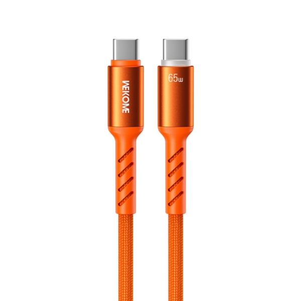 Καλώδιο Φόρτισης με LED WK WDC-C14 USB-C to USB-C PD 65W 1.2m Πορτοκαλί