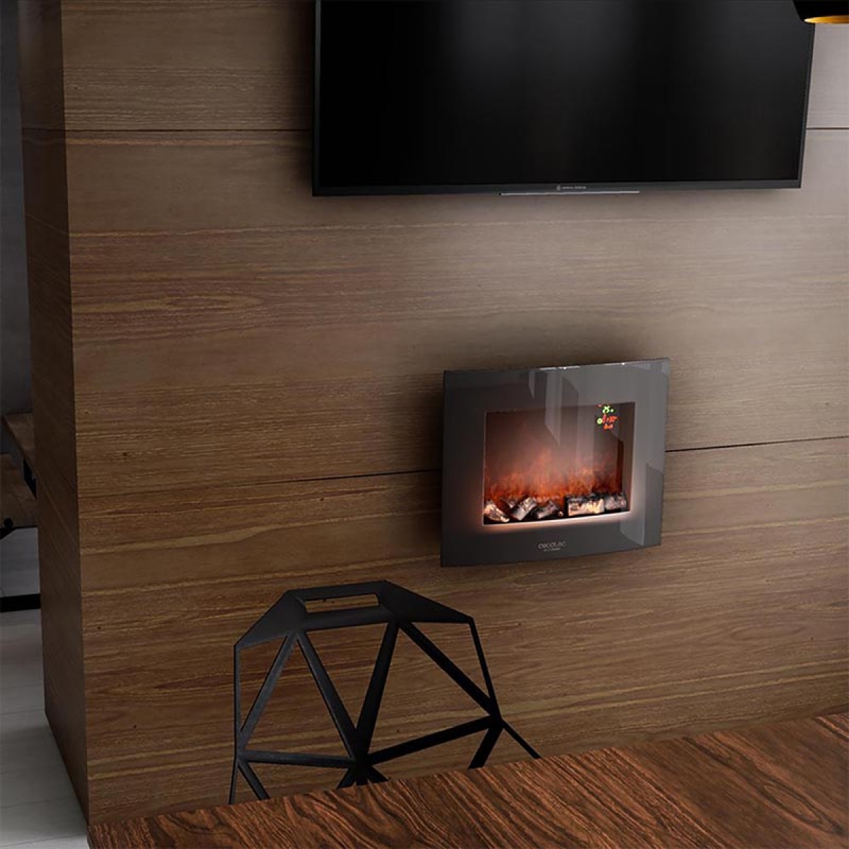 Cecotec ReadyWarm 2600 Curved Flames Connected 05366 Ηλεκτρικό Τζάκι Τοίχου με WiFi Μαύρο-Λευκό - Image 4