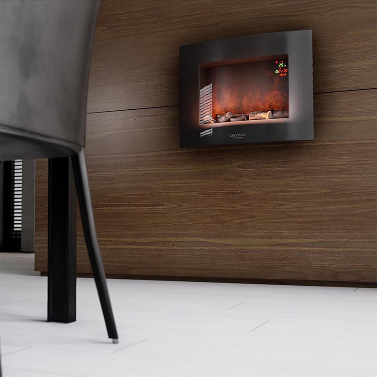 Cecotec ReadyWarm 2600 Curved Flames Connected 05366 Ηλεκτρικό Τζάκι Τοίχου με WiFi Μαύρο-Λευκό - Image 5