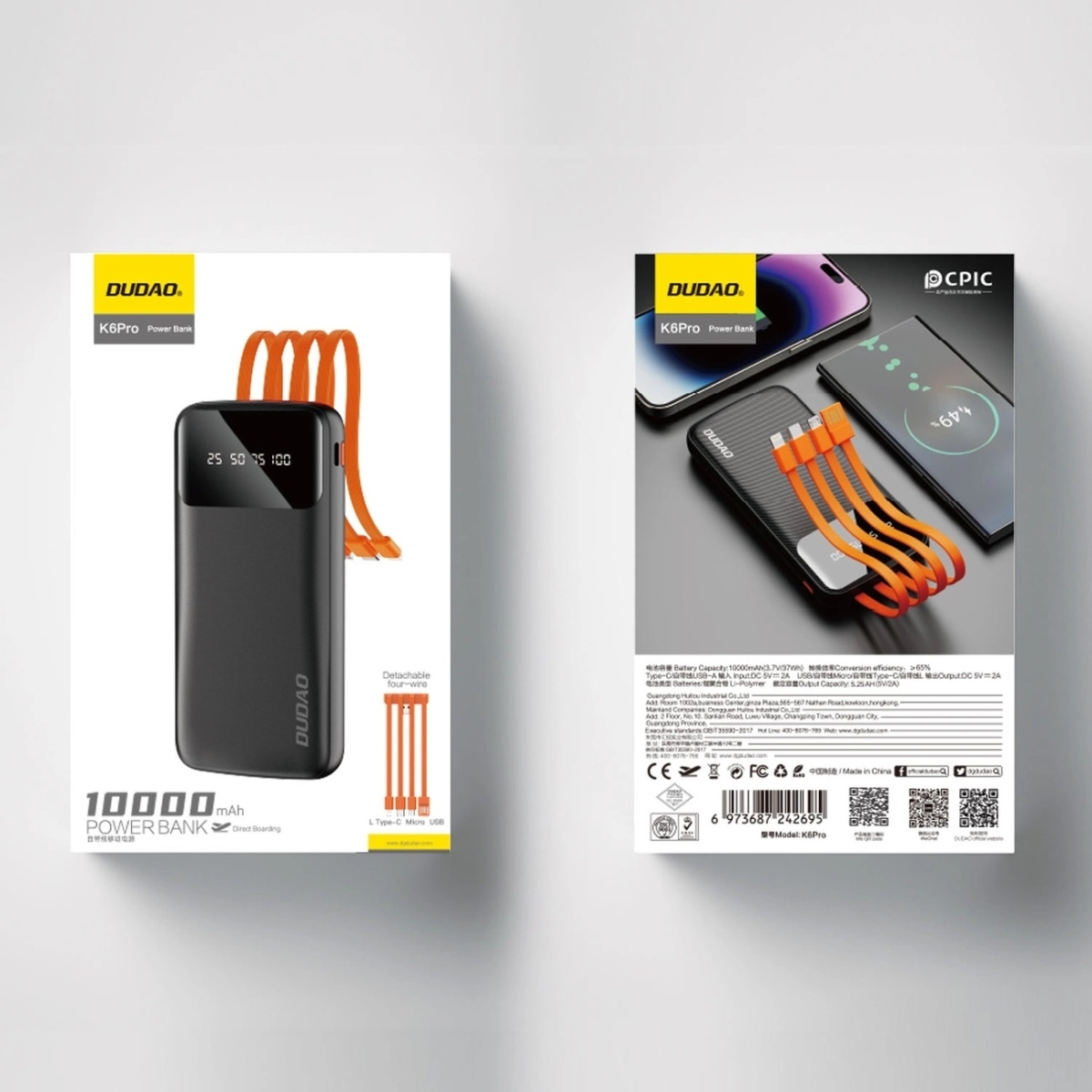 Micro-USB Lightning Μαύρο K6Pro-black
