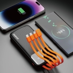 Dudao Power Bank 10000mAh με Ενσωματωμένα Καλώδια USB-A, Type C, Micro-USB Lightning Μαύρο K6Pro-black - Image 3
