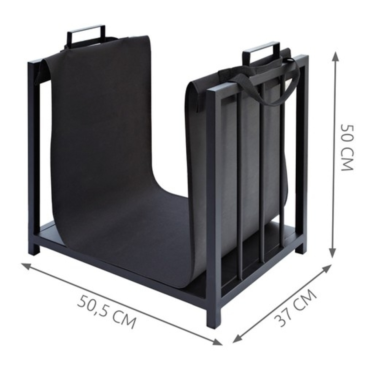 Μεταλλικό Καλάθι Αποθήκευσης Ξύλων 50.5x37x50cm Μαύρο 00024628 - Image 2