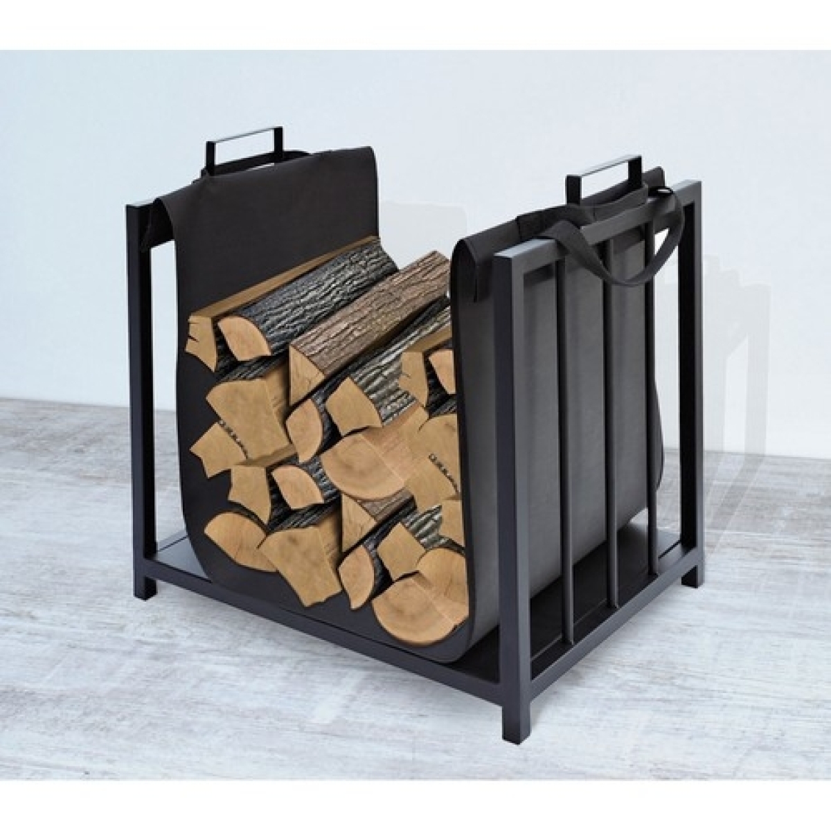 Μεταλλικό Καλάθι Αποθήκευσης Ξύλων 50.5x37x50cm Μαύρο 00024628 - Image 4