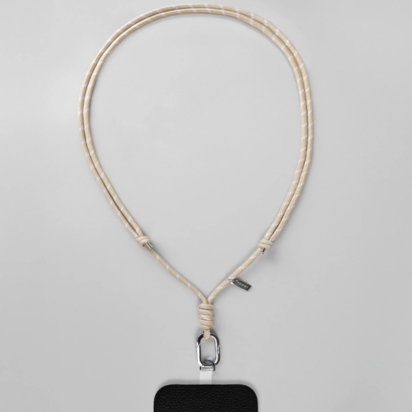 Tapper Cross-Body & Neck Nylon Phone Strap (all phones) Beige Nylon / Silver 1167