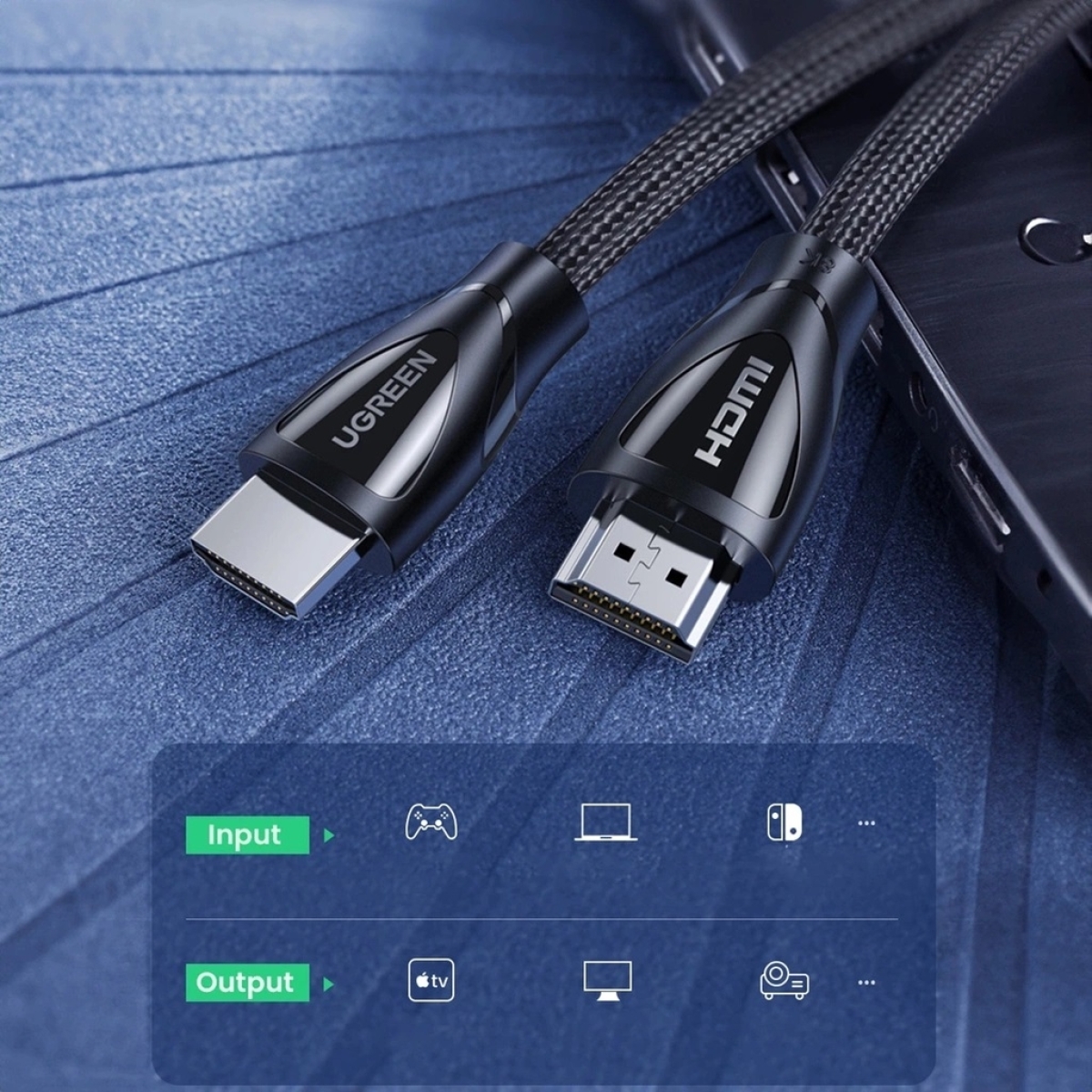 Ugreen Καλώδιο HDMI 2.1 8K 60Hz Braided HDMI male - HDMI male 1m Μαύρο HD140 - Image 4