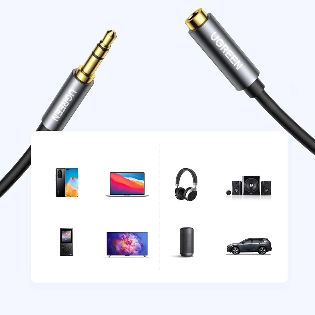 Ugreen Καλώδιο 3.5mm mini jack male - 3.5mm mini jack female Ασημί 3m AV118 10595 - Image 3
