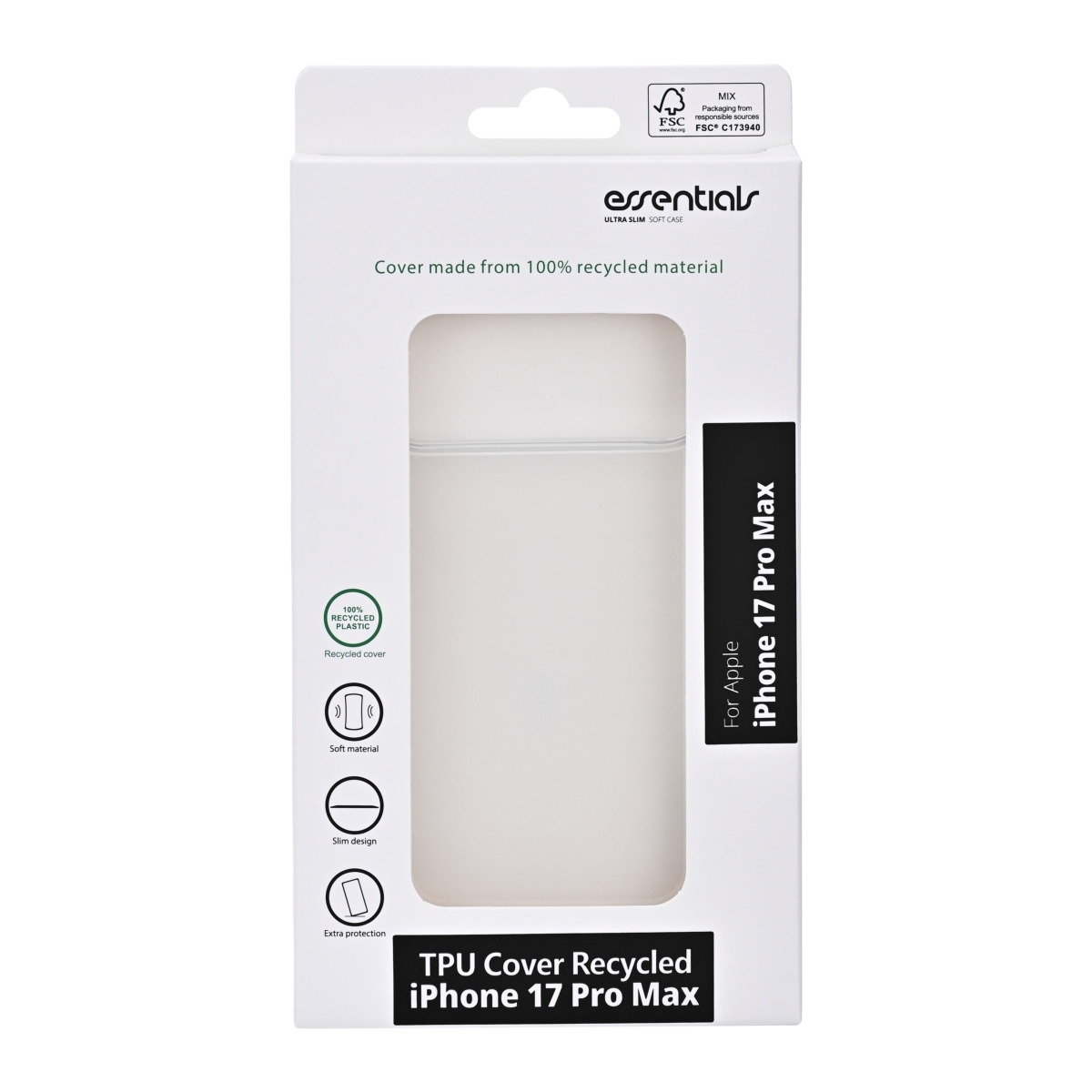 Essentials Θήκη Back Cover για iPhone 17 Pro Max Recycled TPU Διάφανη 3052561 - Image 2