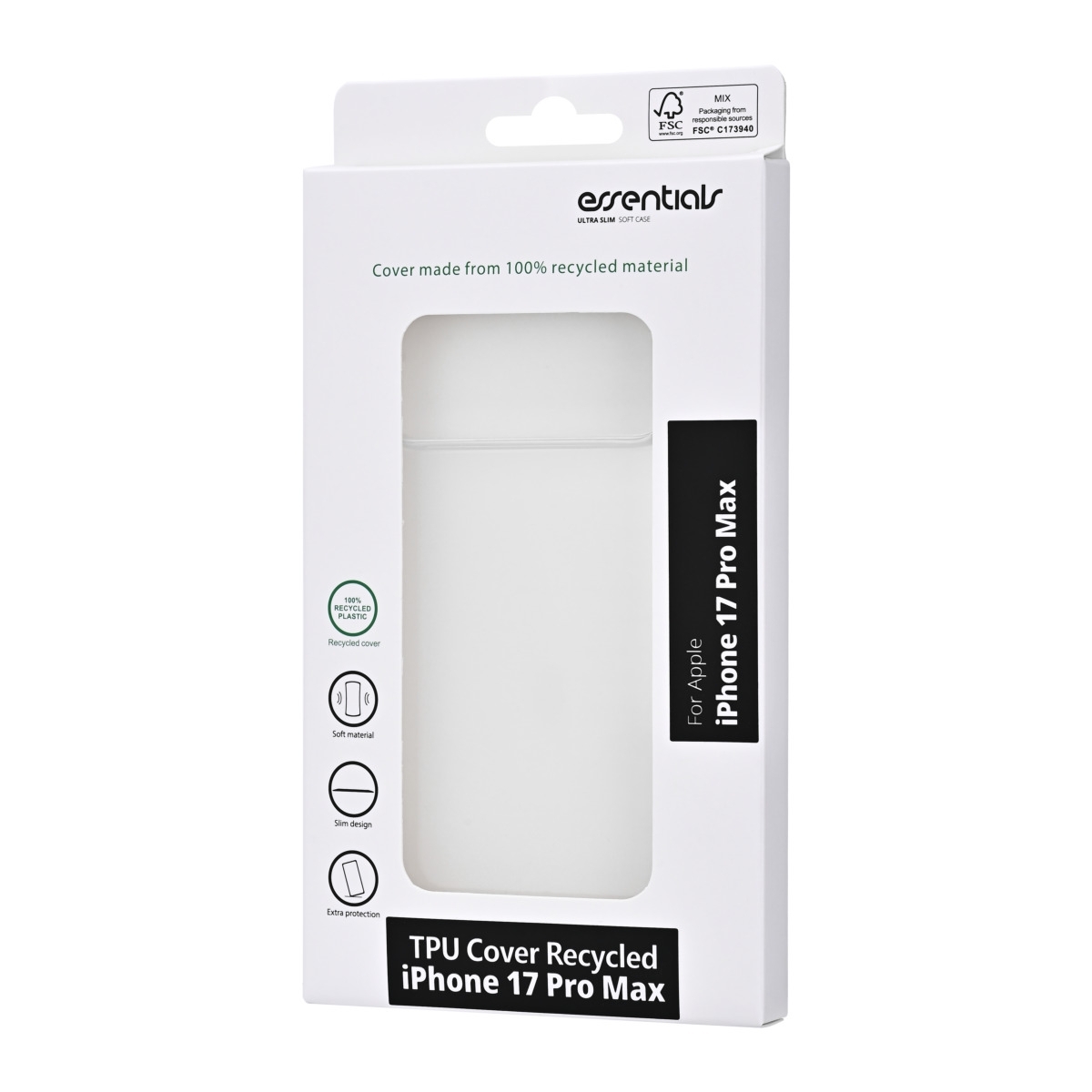 Essentials Θήκη Back Cover για iPhone 17 Pro Max Recycled TPU Διάφανη 3052561 - Image 3