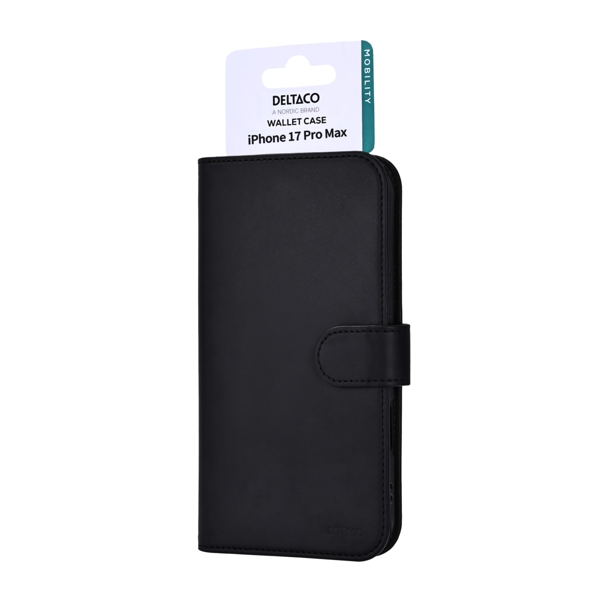 Deltaco Θήκη Wallet για iPhone 17 Pro Max με Λειτουργία Stand, Vegan Leather Μαύρη MCASE-WIPN17PM - Image 4