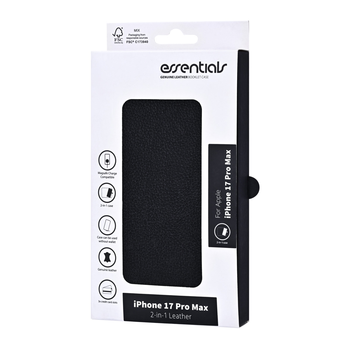 Essentials Θήκη Wallet Δερμάτινη για iPhone 17 Pro Max Συμβατή με MagSafe Μαύρη 3052564 - Image 4